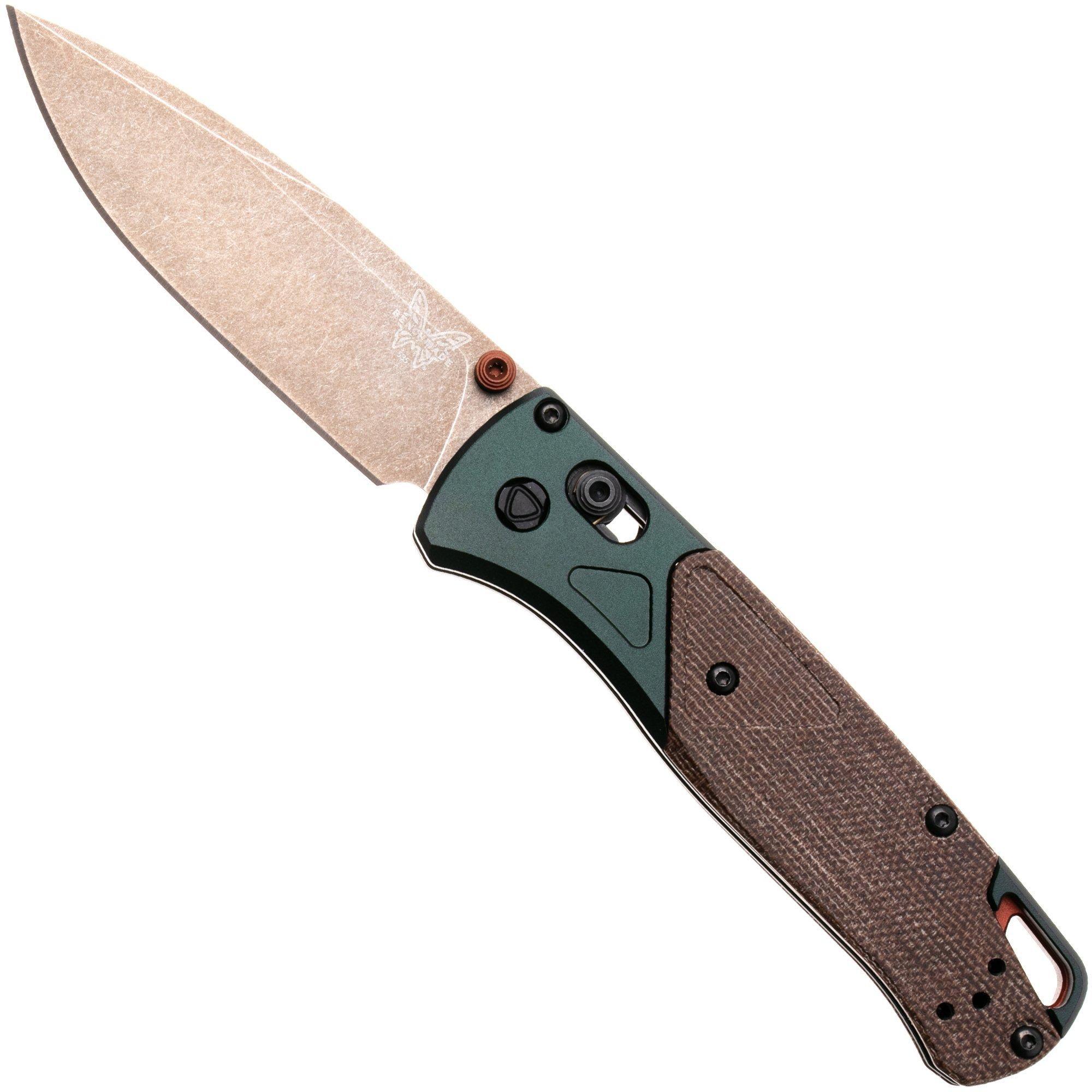 Benchmade Bugout 535FE-2602, Flat Dark Earth Battlewashed PVD CPM S90V, Taiga Green Aluminum pocket knife