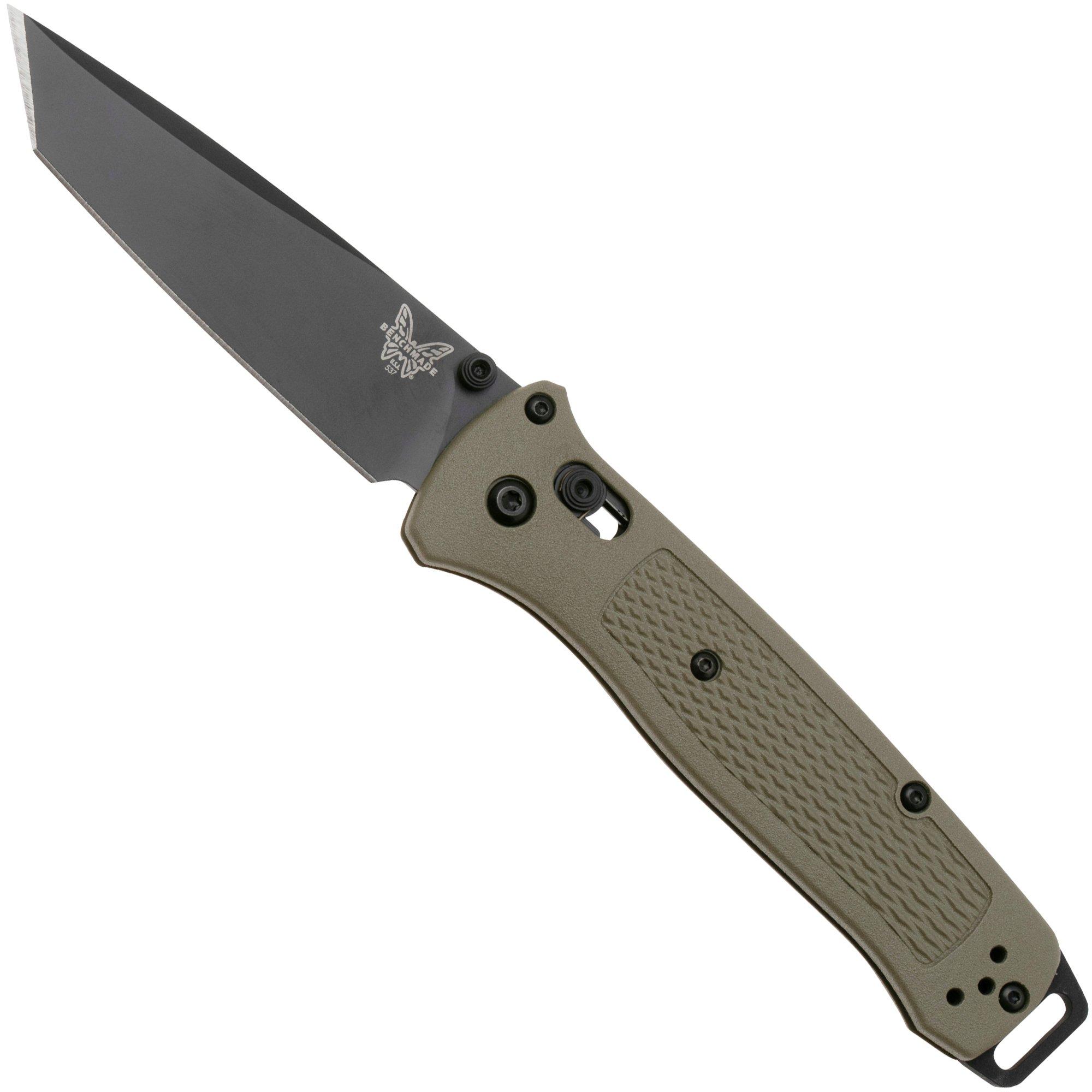 Benchmade Bailout 537BK-06 Black Cerakote CPM S30V, Ranger Green Grivory, couteau de poche