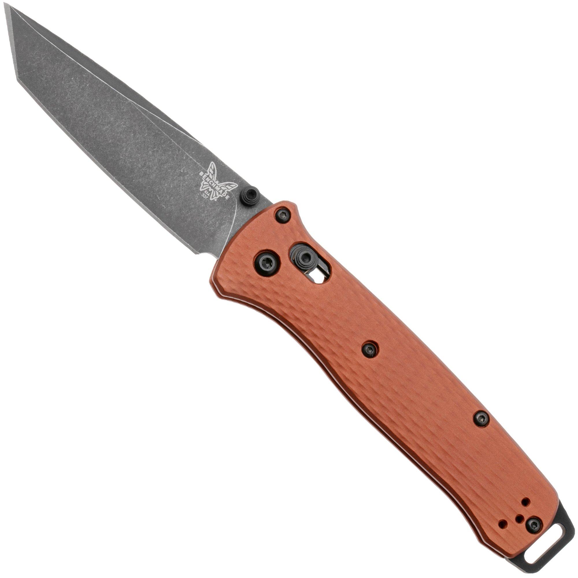 Benchmade Bailout 537BK-07 Blackwashed Cerakote CPM Magnacut Tanto, Burnt Copper Aluminium, pocket knife