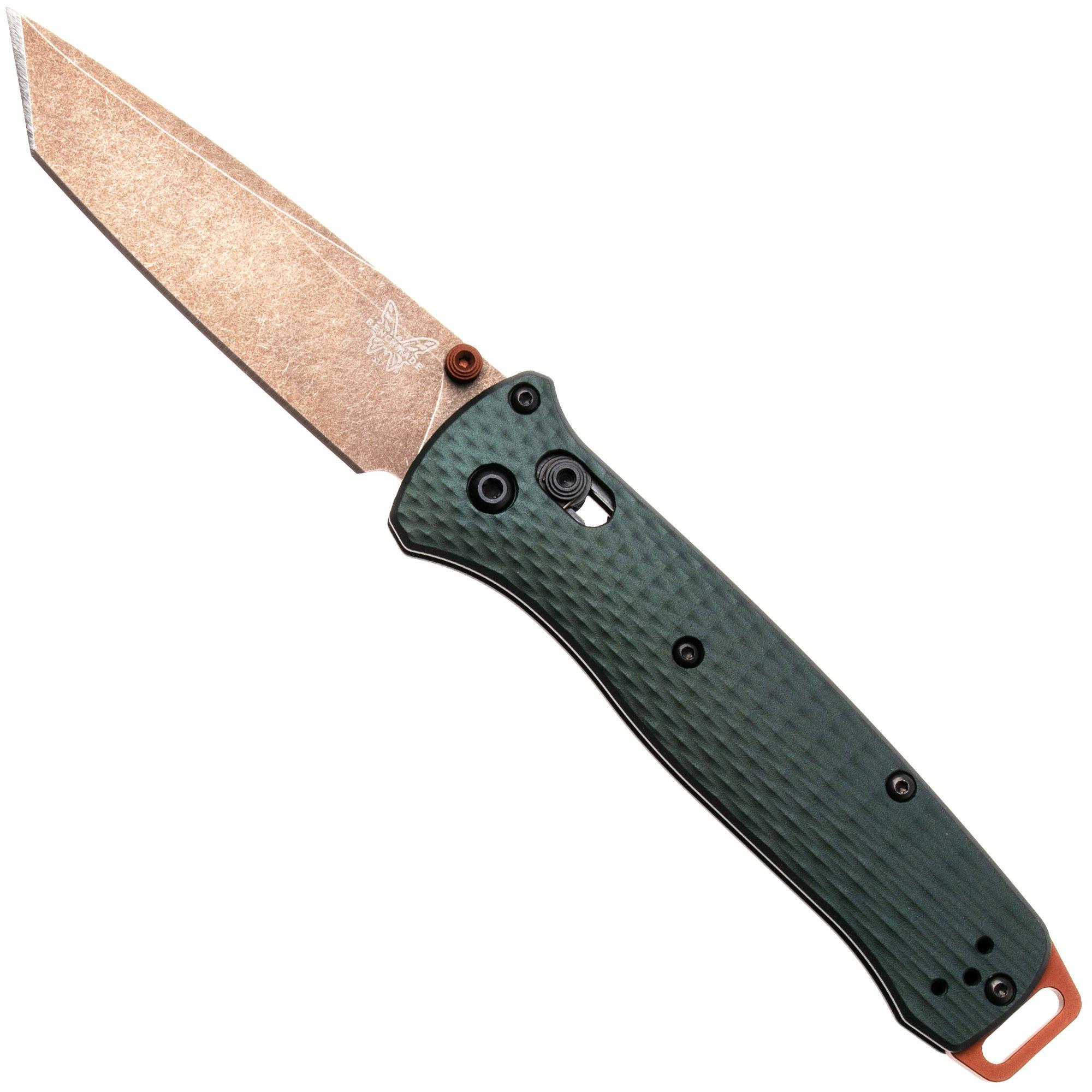 Nóż składany Benchmade Bailout 537FE-2601, Flat Dark Earth Battlewashed PVD CPM S90V, Taiga Green Aluminum