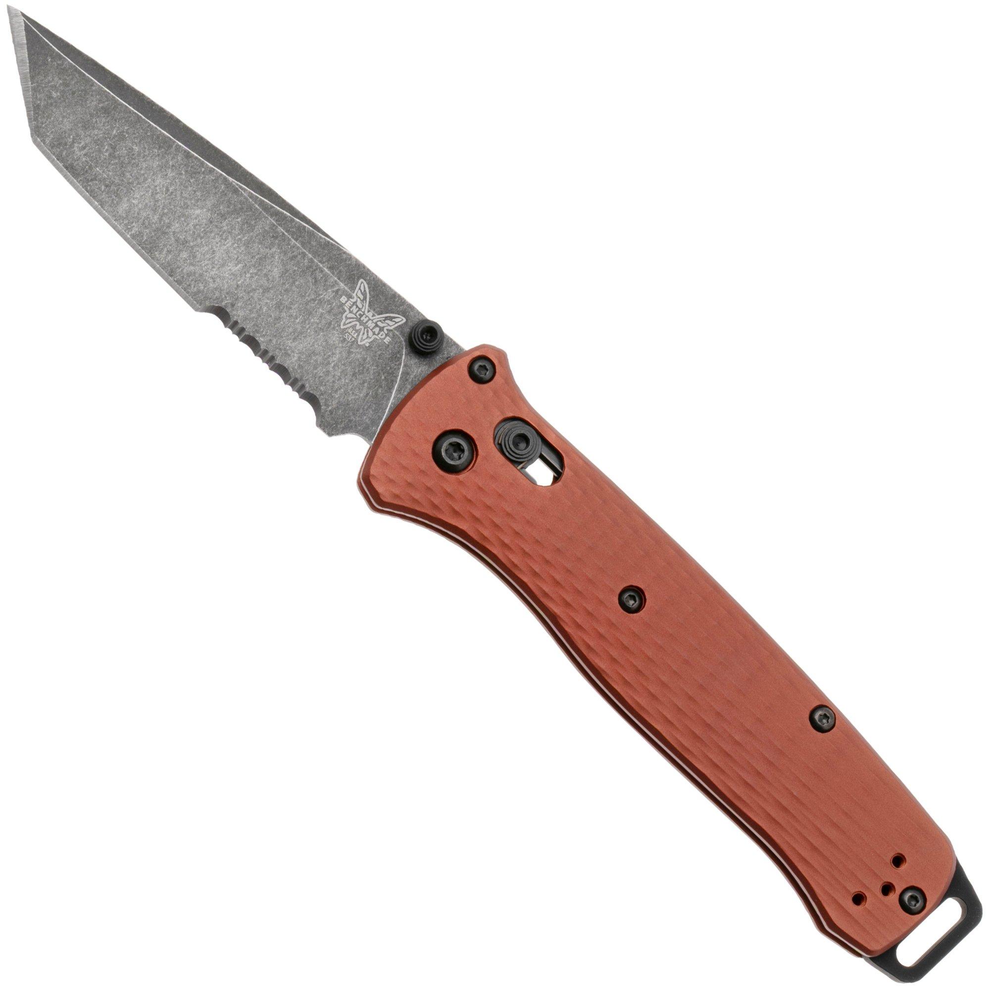 Nóż składany Benchmade Bailout 537SBK-07 Blackwashed Cerakote CPM Magnacut Tanto Serrated, Burnt Copper Aluminium