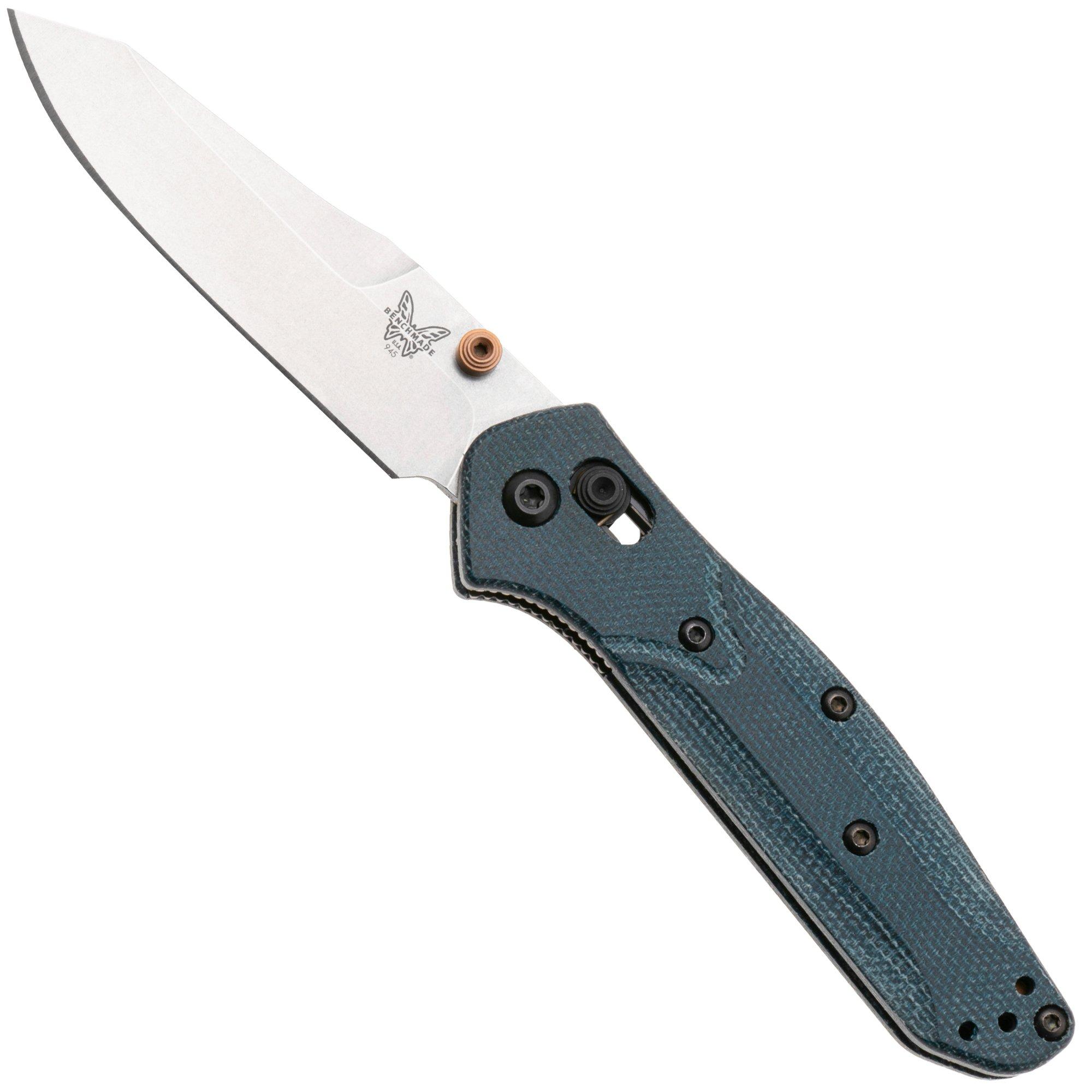 Benchmade Mini Osborne 945-04 Stonewashed M390, Blue Denim Micarta, coltello da tasca, Warren Osborne design