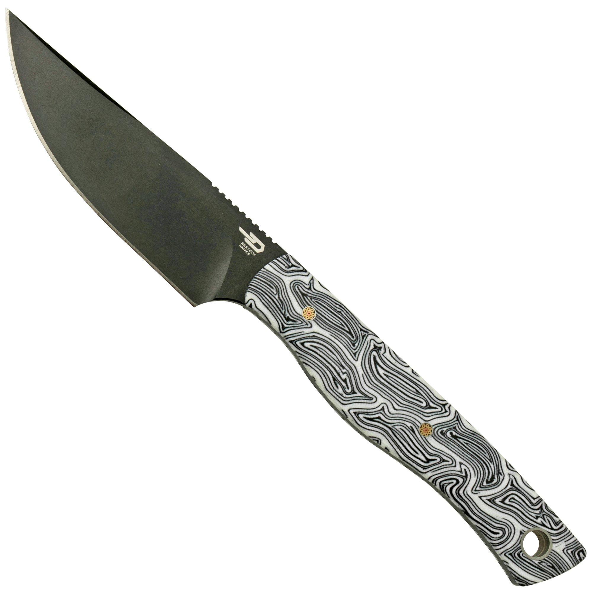 Bestech Heidi Blacksmith M390 Black DLC, Black White G10, BFK01G Knivesandtools Exclusive vaststaand mes