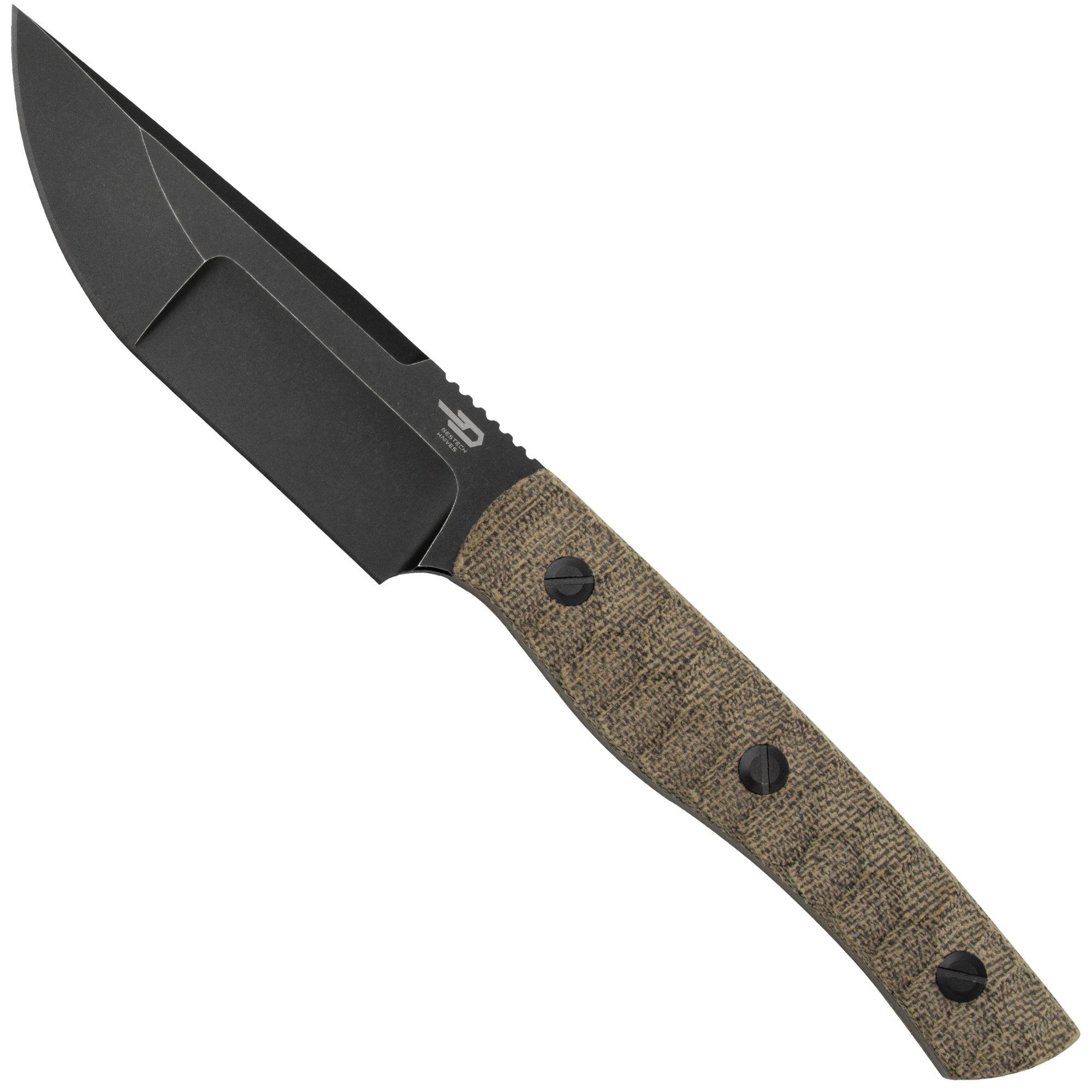 Nóż z głownią stałą Bestech Heidi Blacksmith #2 Hollow Compound Grind, Black Stonewashed, Canvas micarta BFK04D