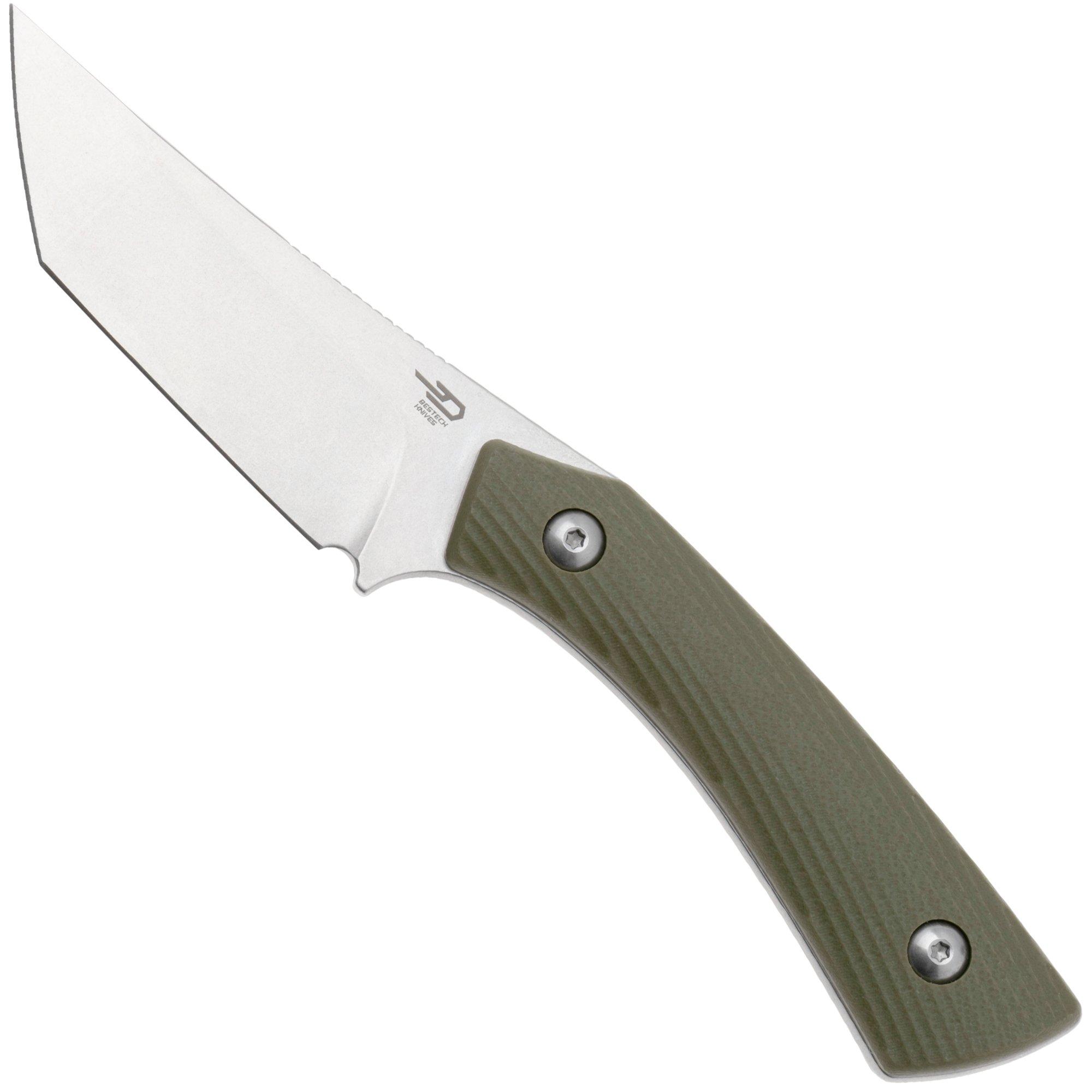 Bestech STEP BFK06B Stonewashed D2, Green G10, vaststaand mes