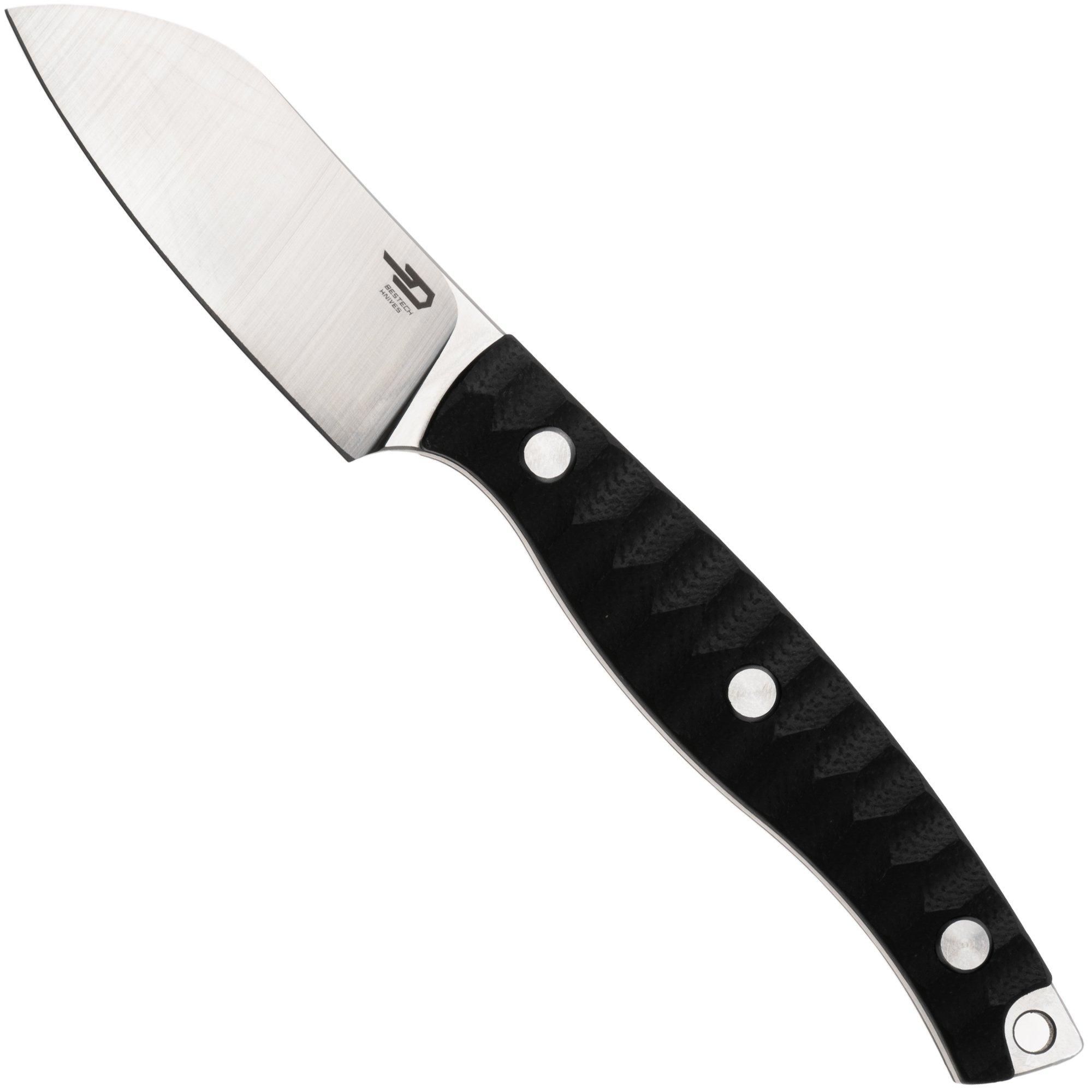 Bestech Heidi Blacksmith #3 BFK07A Satin 14C28N Sheepsfoot, Black G10, fixed knife