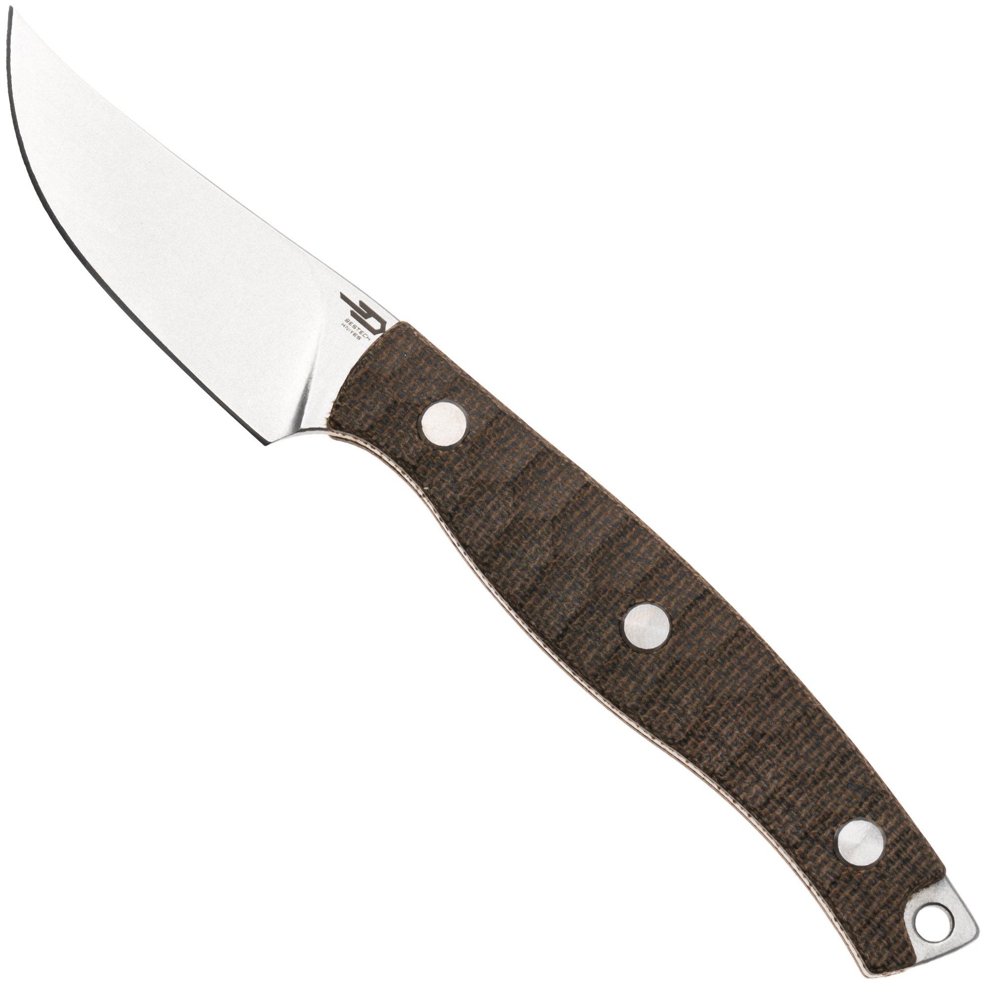 Bestech Heidi Blacksmith #3 BFK08C Stonewashed 14C28N Clippoint, Green Micarta, vaststaand mes