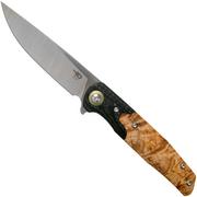 Bestech Ascot G10 & Carbonfiber met wortelhout BG19C Satin zakmes