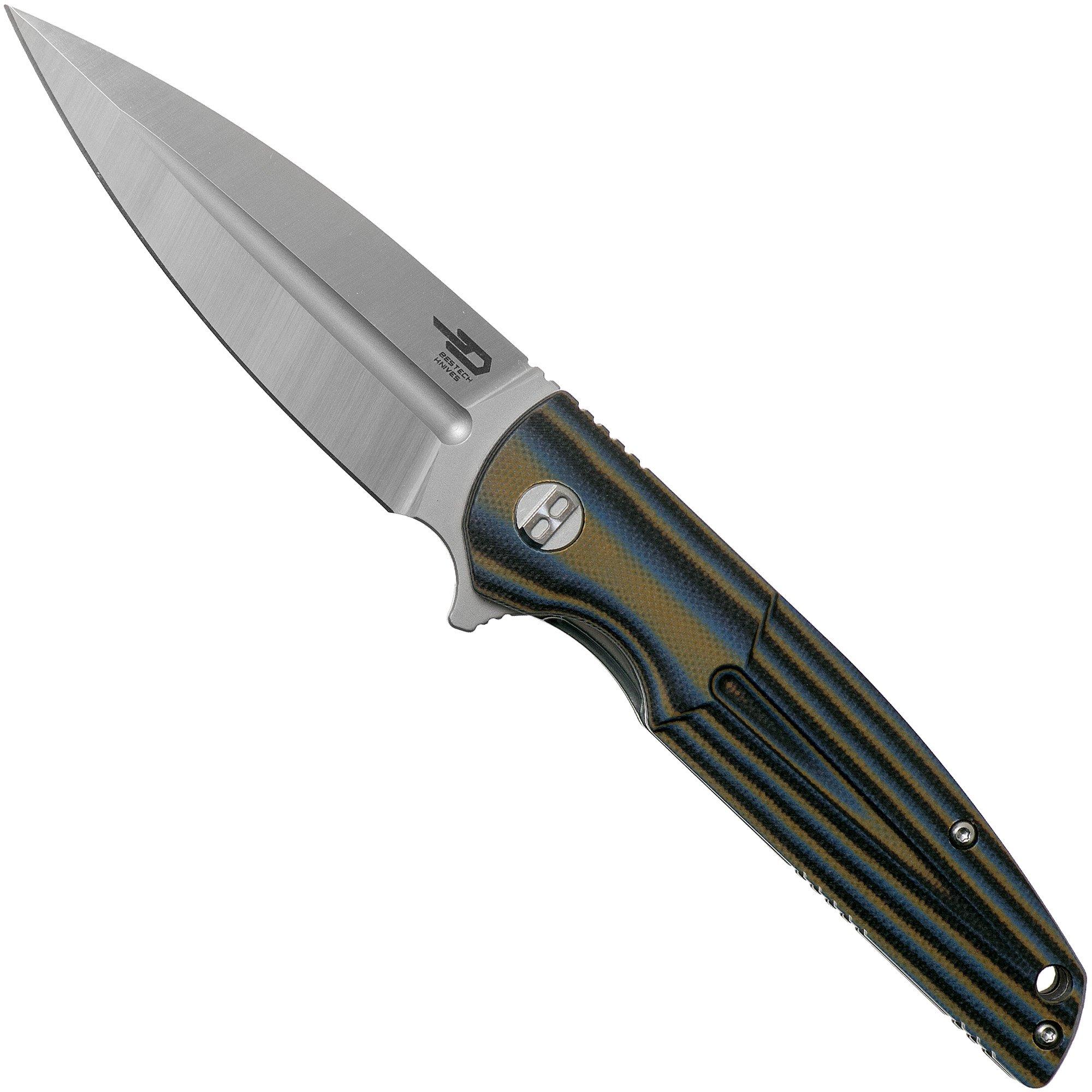 Bestech Fin BG34D-1 Satin, Black-Blue-Brown G10 Taschenmesser