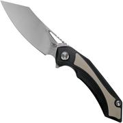 Bestech Kasta BG45B Black Beige G10, Two Tone Satin pocket knife, Kombou design