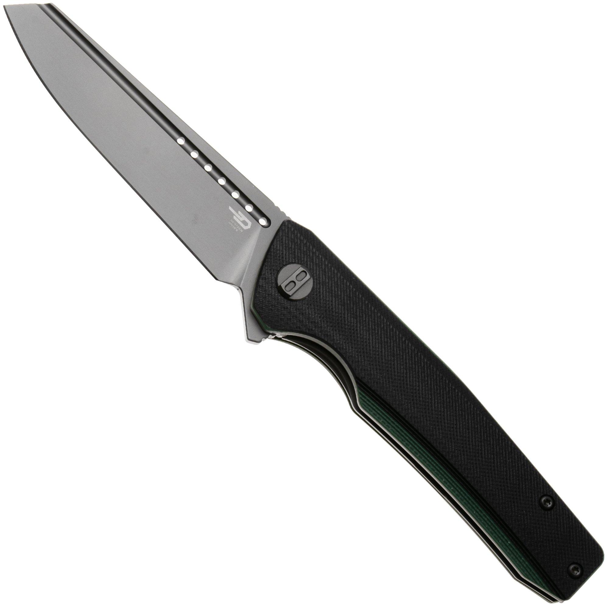Bestech Slyther BG51D Grey PVD 14C28N, Black Green G10, zakmes