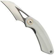 Bestech Bihai Grey DLC Stonewashed Satin, White G10 BG53E coltello da tasca, Ostap Hel design