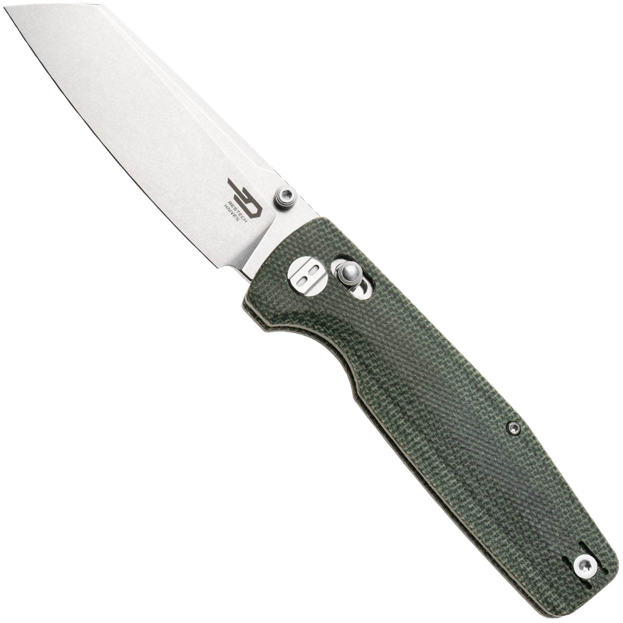 Bestech Slasher BG56B-1 Stonewash D2, Green Micarta, zakmes