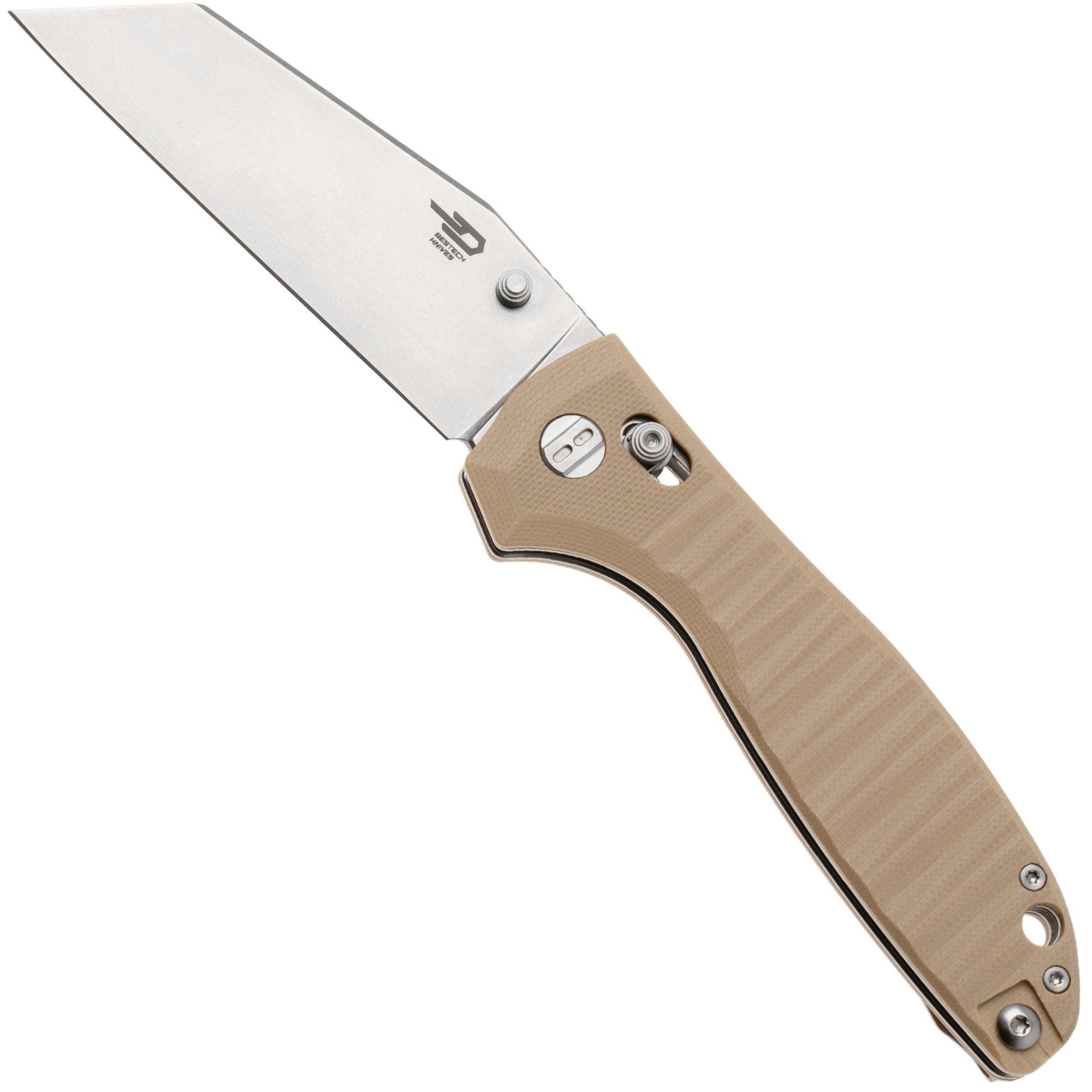 Bestech Liger BG61C Stonewash D2, Beige G10, Taschenmesser, Keanu Alfaro Design