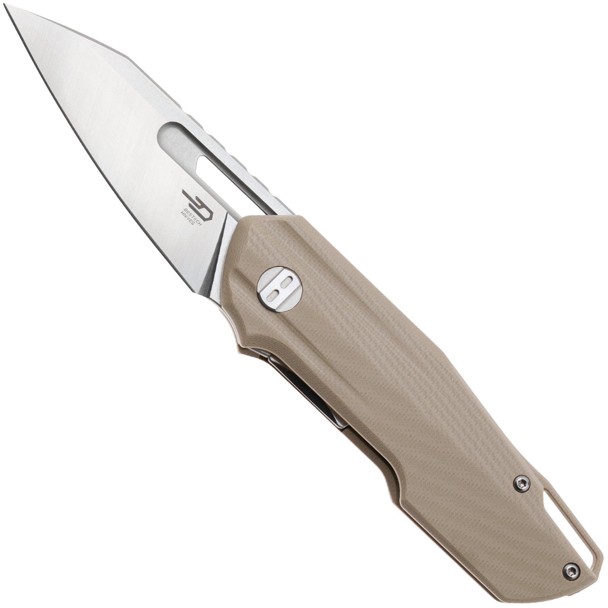 Bestech Toddler BG64C Satin 14C28N, Tan G10, zakmes