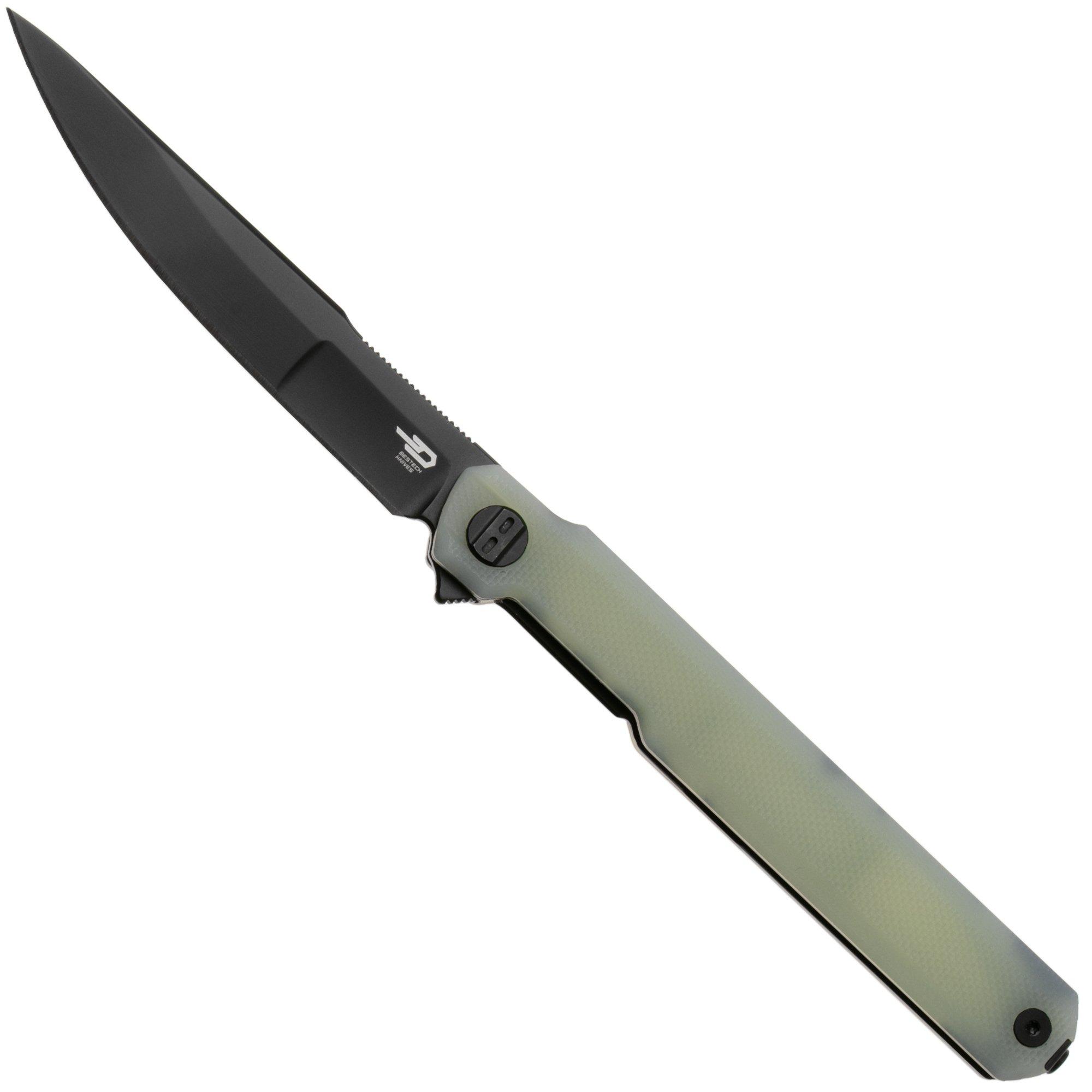 Bestech Duoz BG65D Black PVD 14C28N, Jade G10, zakmes, Ostap Hel design