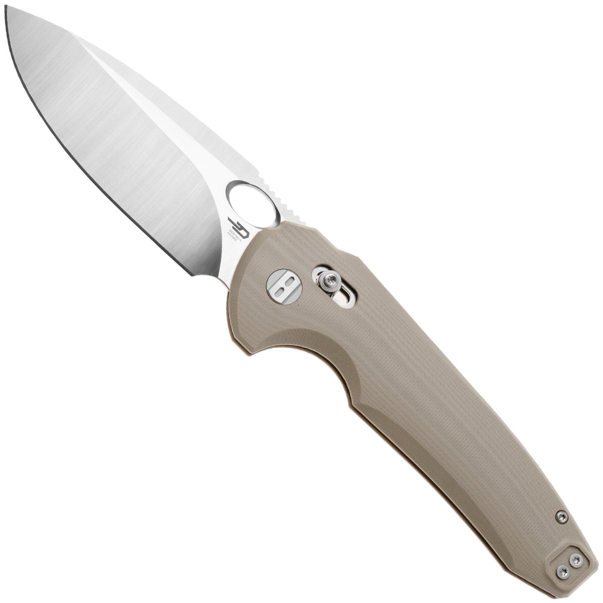Bestech Noctar BG66C Satin 14C28N, Khaki G10, pocket knife, Grzegorz Grabarski design