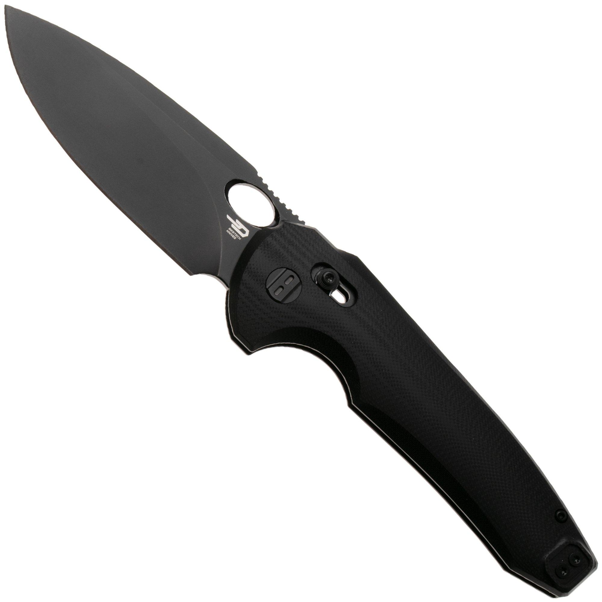 Bestech Noctar BG66H Blackwash 14C28N, Black G10, pocket knife, Grzegorz Grabarski design