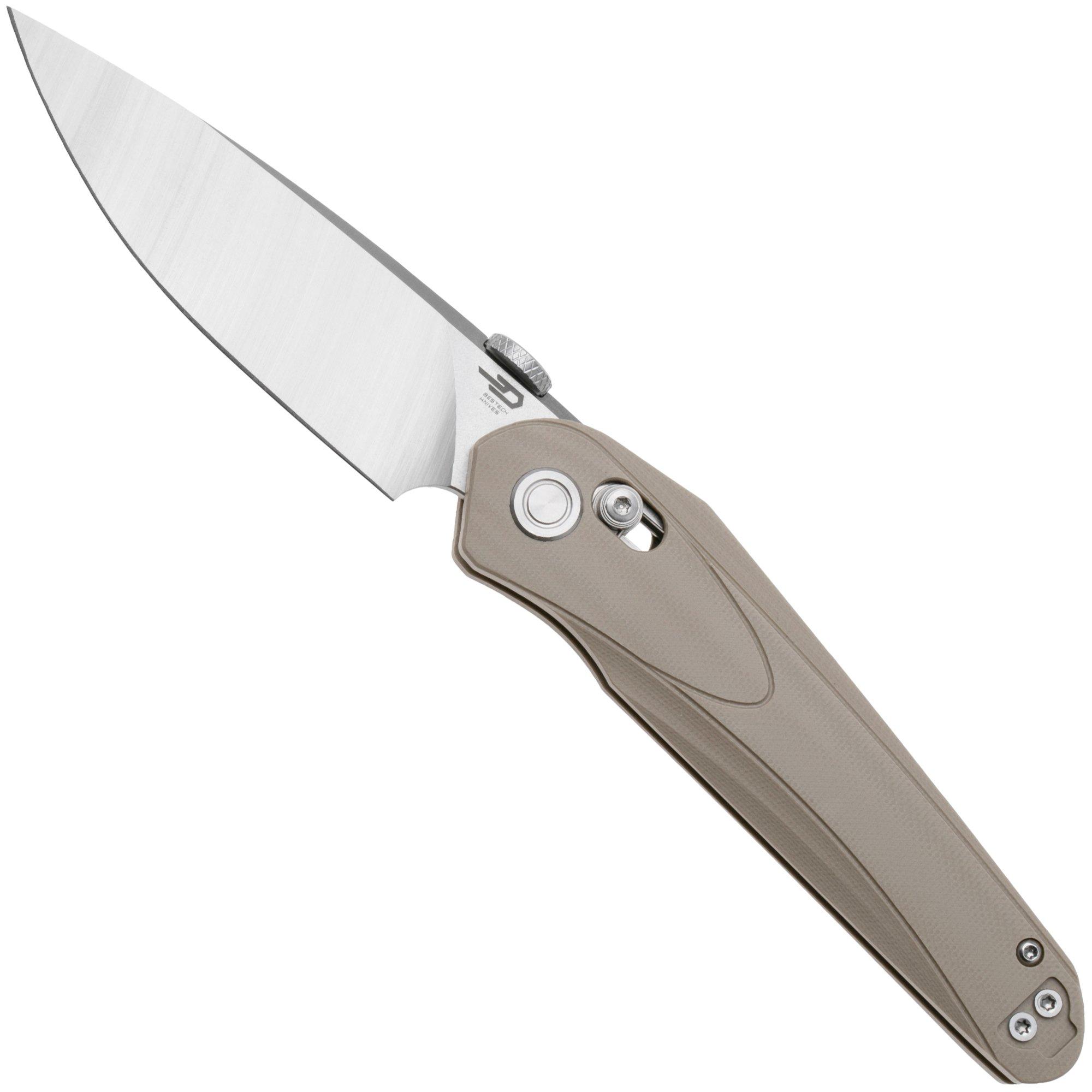 Bestech Mothus BG67B Satin 14C28N, Beige G10, zakmes, Kombou design