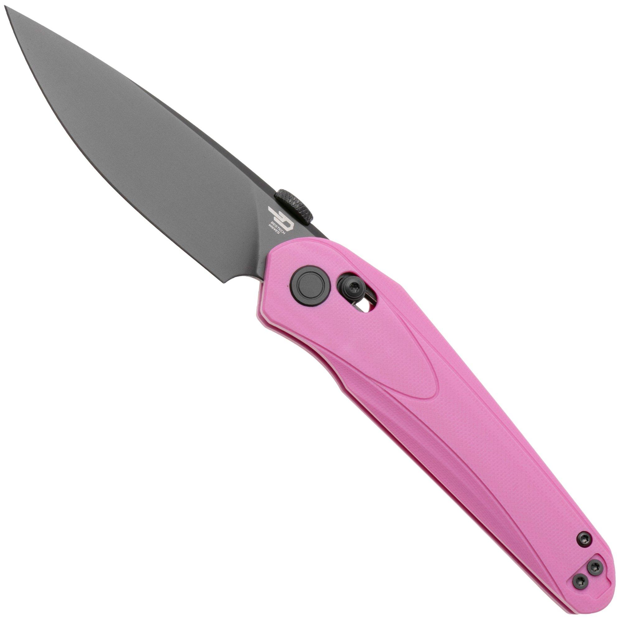 Bestech Mothus BG67E Gray PVD 14C28N, Pink G10, zakmes, Kombou design