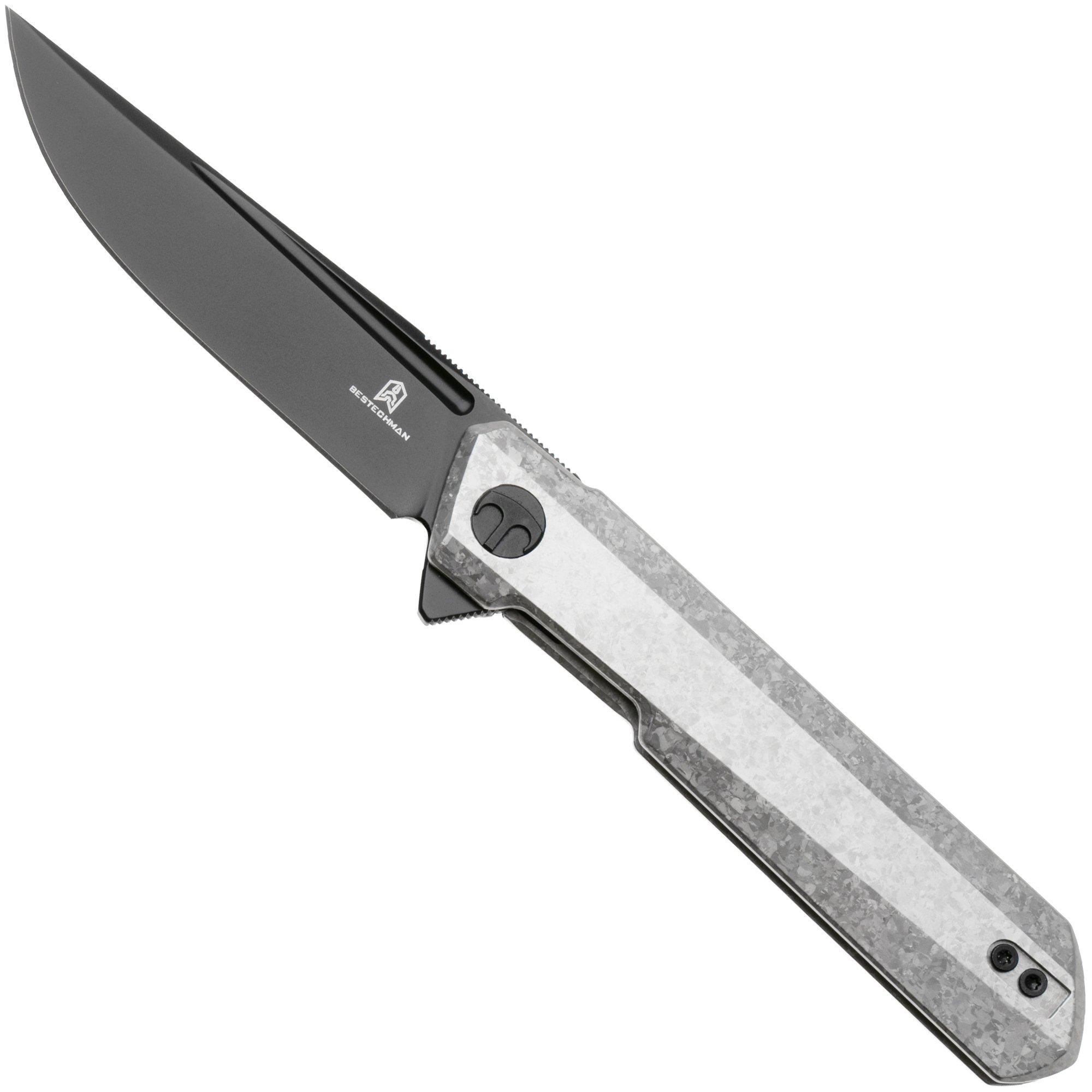 Bestechman Dundee BMK01-C-4 Black CPM MagnaCut, Silver Crystallized Titanium, Knivesandtools Exclusive pocket knife