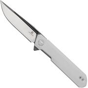 Bestechman Dundee BMK01G, White G10, Satin D2, pocket knife, Ostap Hel design