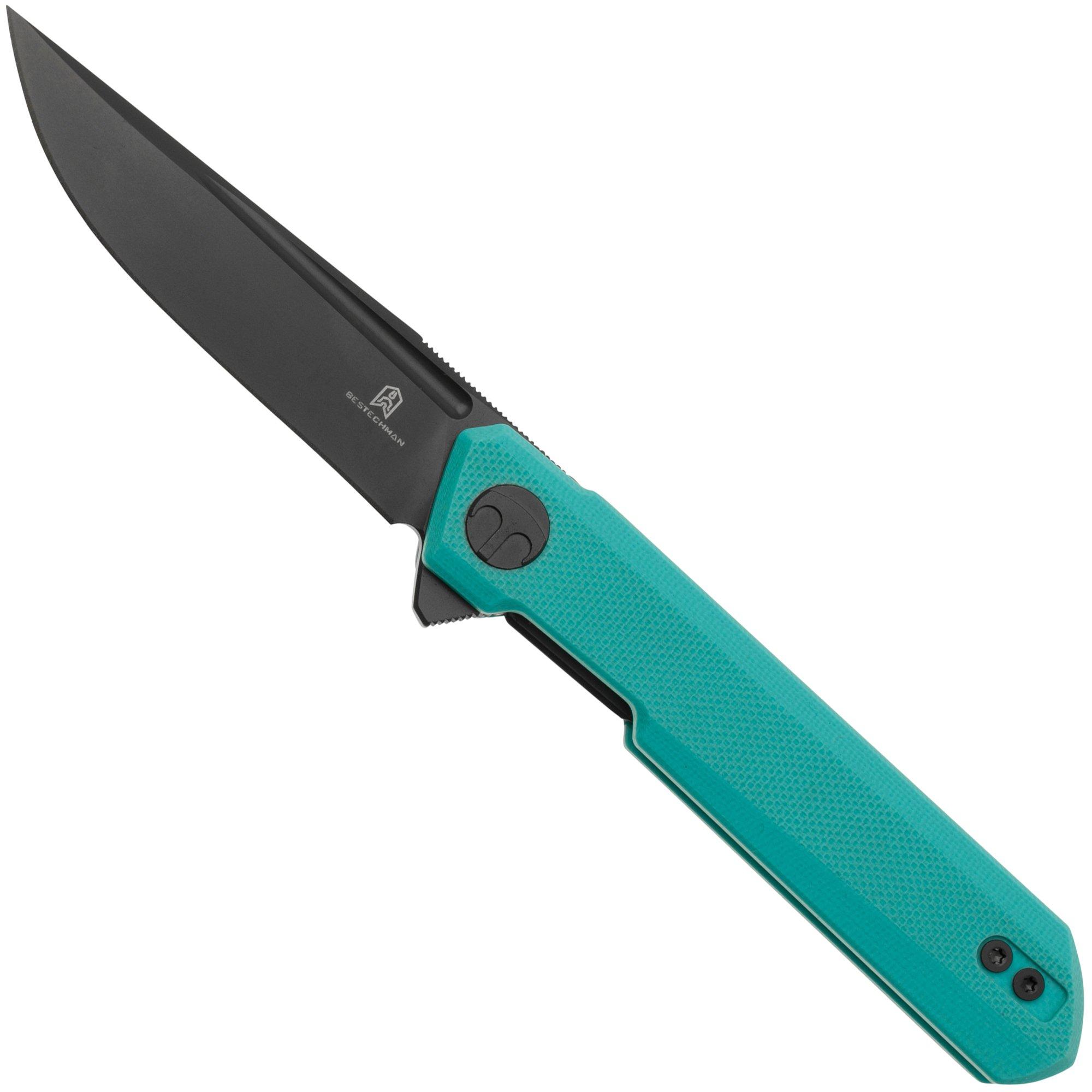 Bestechman Mini Dundee BMK03E Grey PVD Light Blue G10, Taschenmesser, Ostap Hel Design