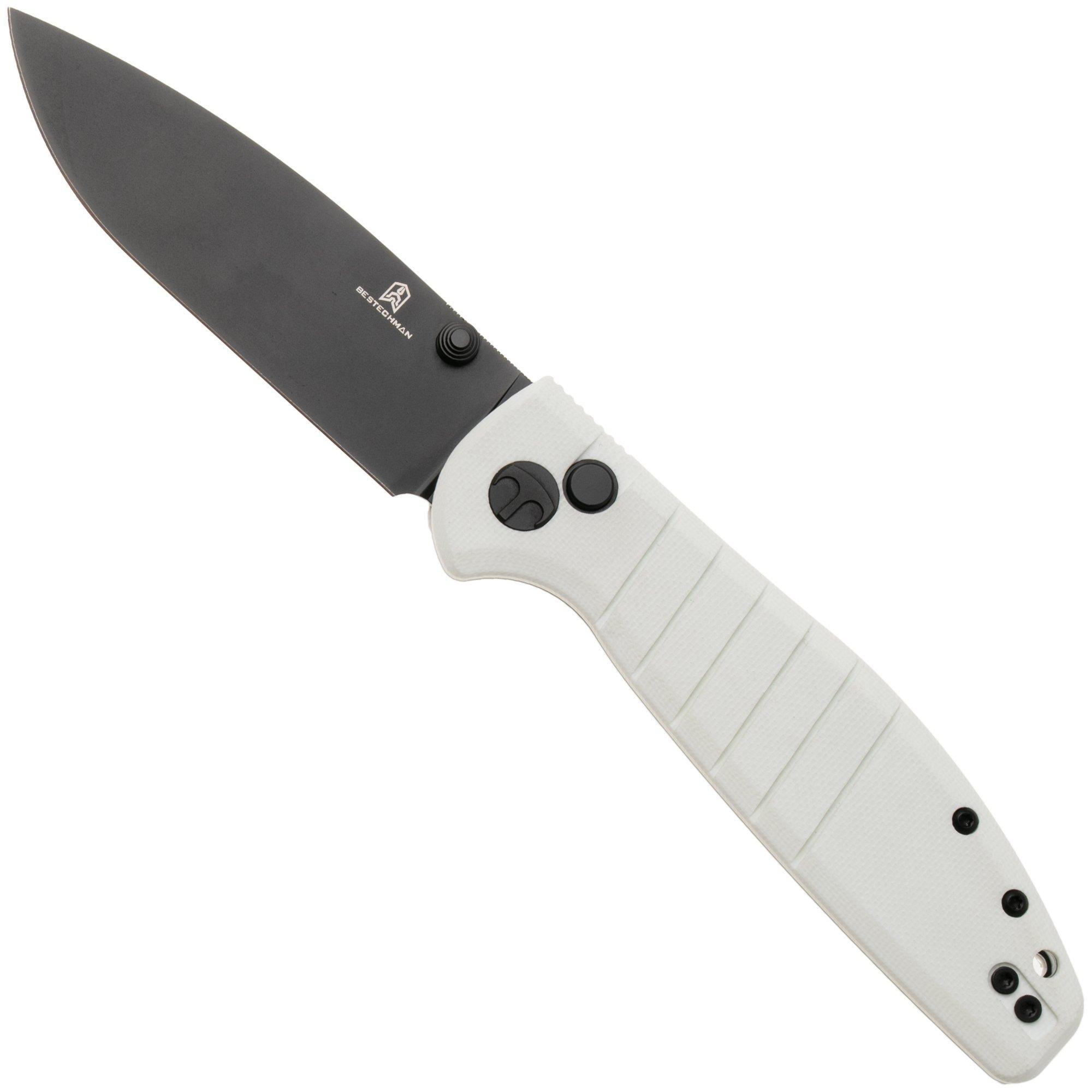 Bestechman Goodboy BMK04J Black PVD D2, White G10, zakmes, Keanu Alfaro design