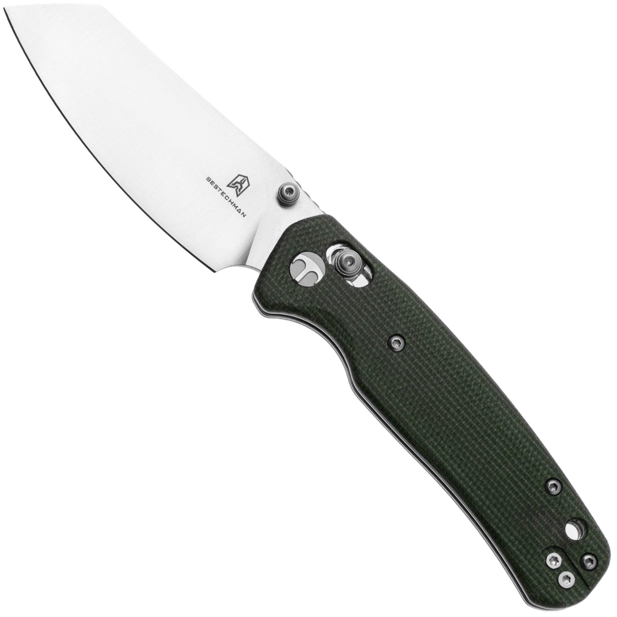 Bestechman Cicada's Wing BMK06-M-2 Satin 10Cr15MoV, OD Green Micarta, coltello tascabile