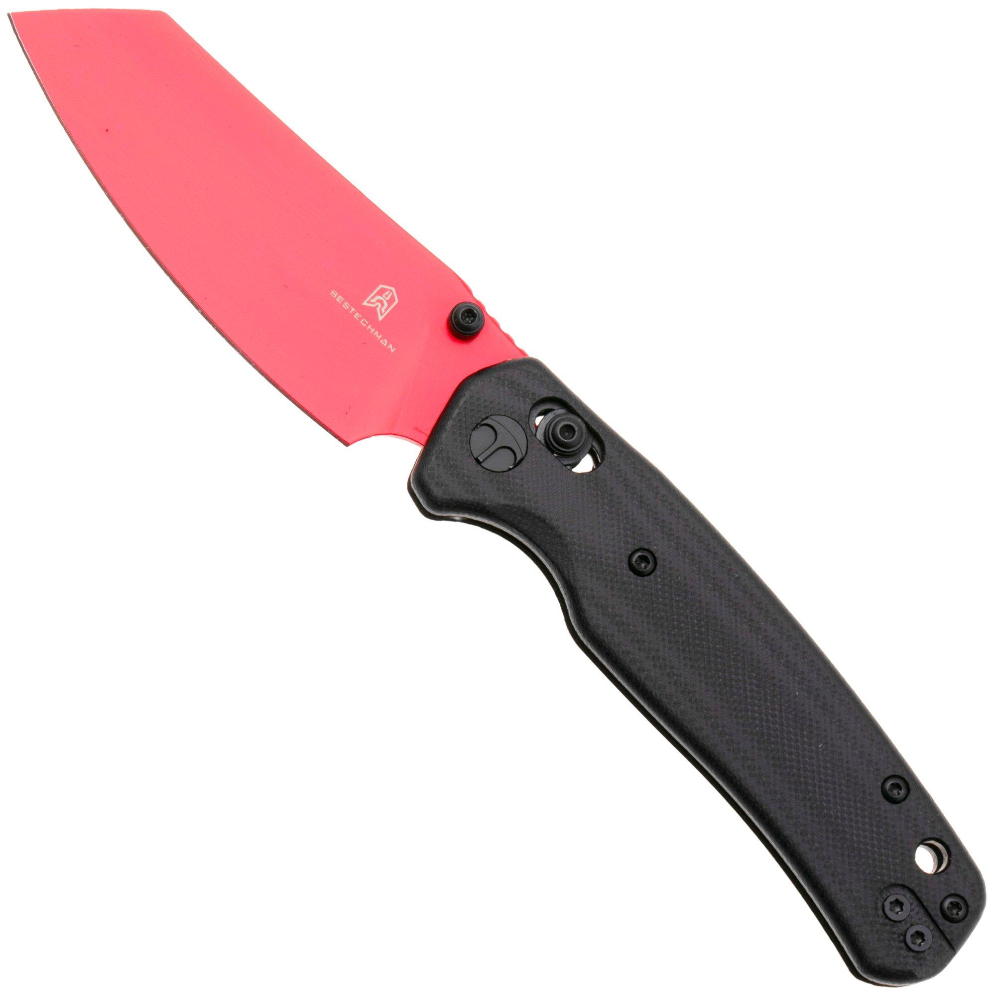 Bestechman Cicada's Wing BMK06F Red Coated 10Cr15MoV, Black G10, navaja