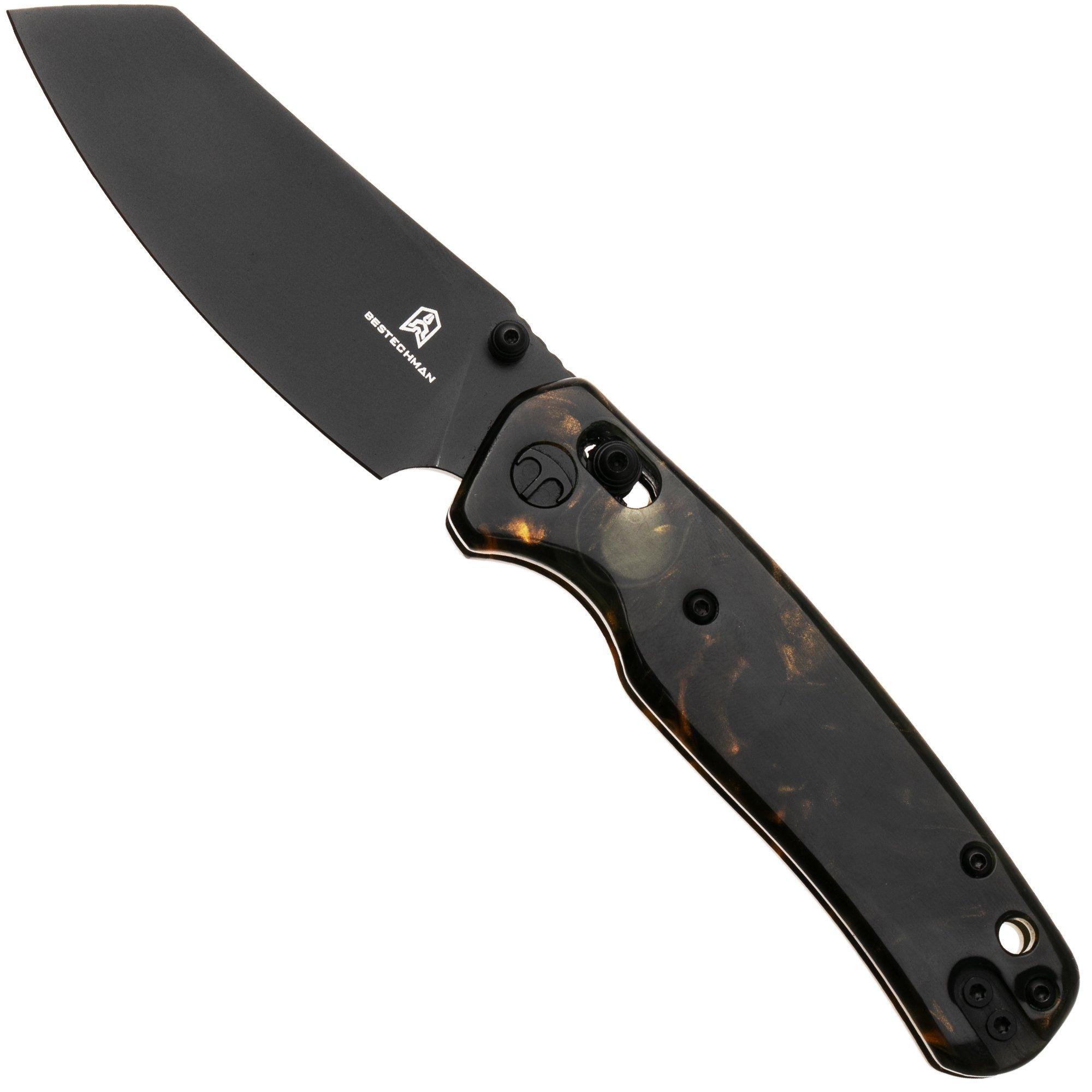 Bestechman Cicada's Wing BMK06S Black PVD 10Cr15MoV, Brown Resin, coltello tascabile