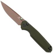 Bestechman Velix BMK07G Bronze PVD 14C28N, Green G10 coltello da tasca, Ostap Hel design