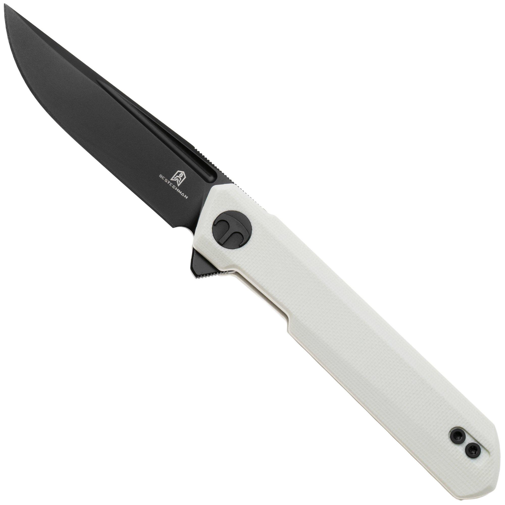 Bestechman Mini Dundee BMK08B Black PVD D2, White G10, zakmes, Ostap Hel design