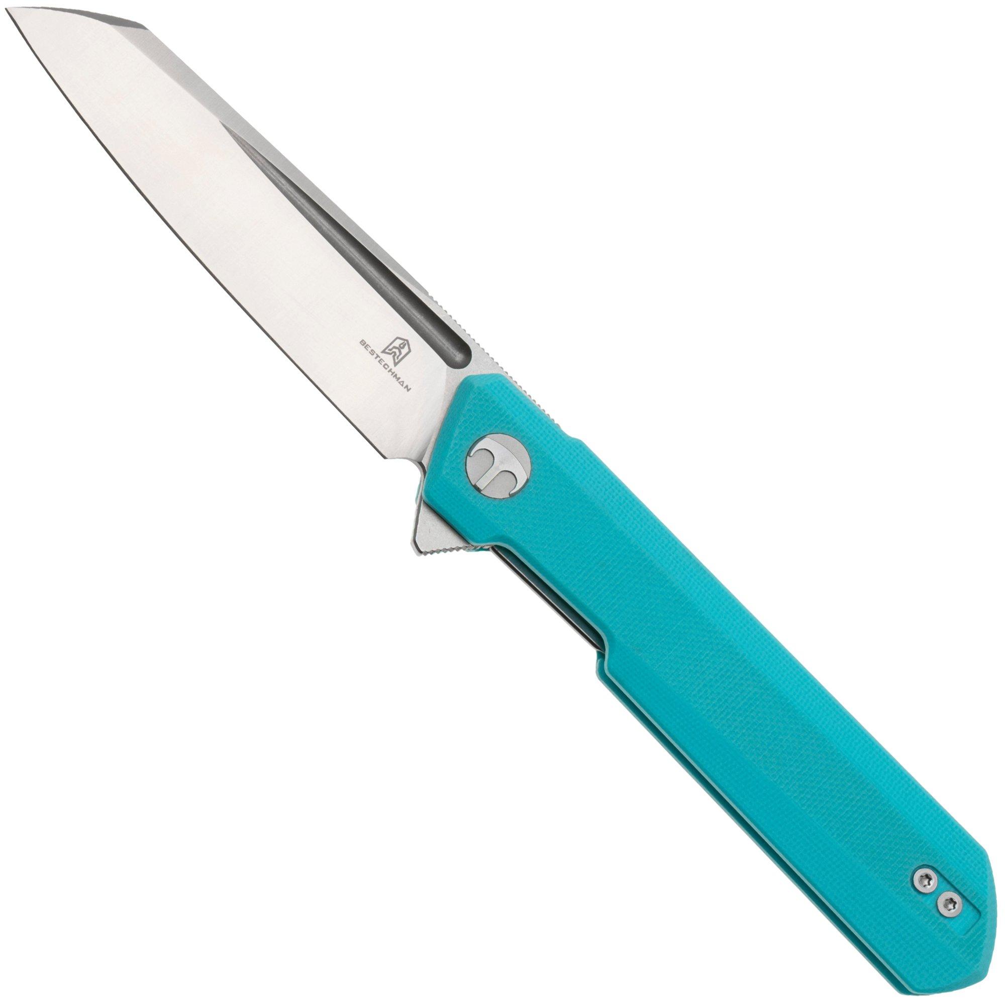 Nóż składany Bestechman Dundee Sheepsfoot BMK09B Satin D2, Seafoam G10
