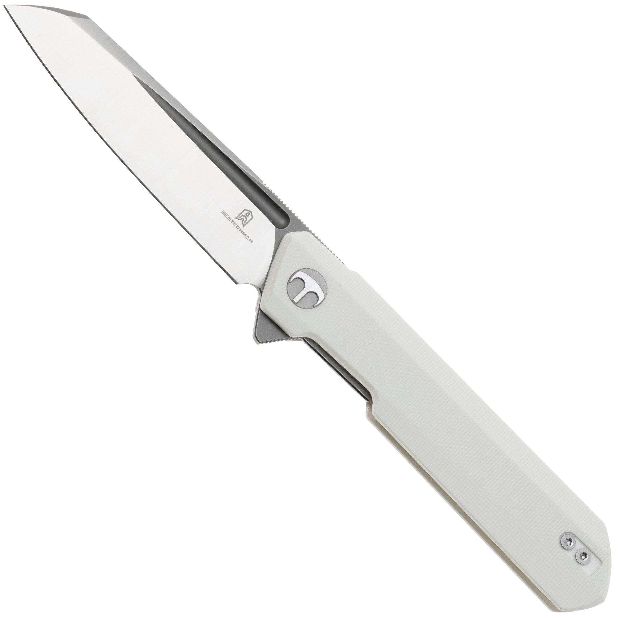 Bestechman Dundee Sheepsfoot BMK09C Satin D2, White G10, Taschenmesser