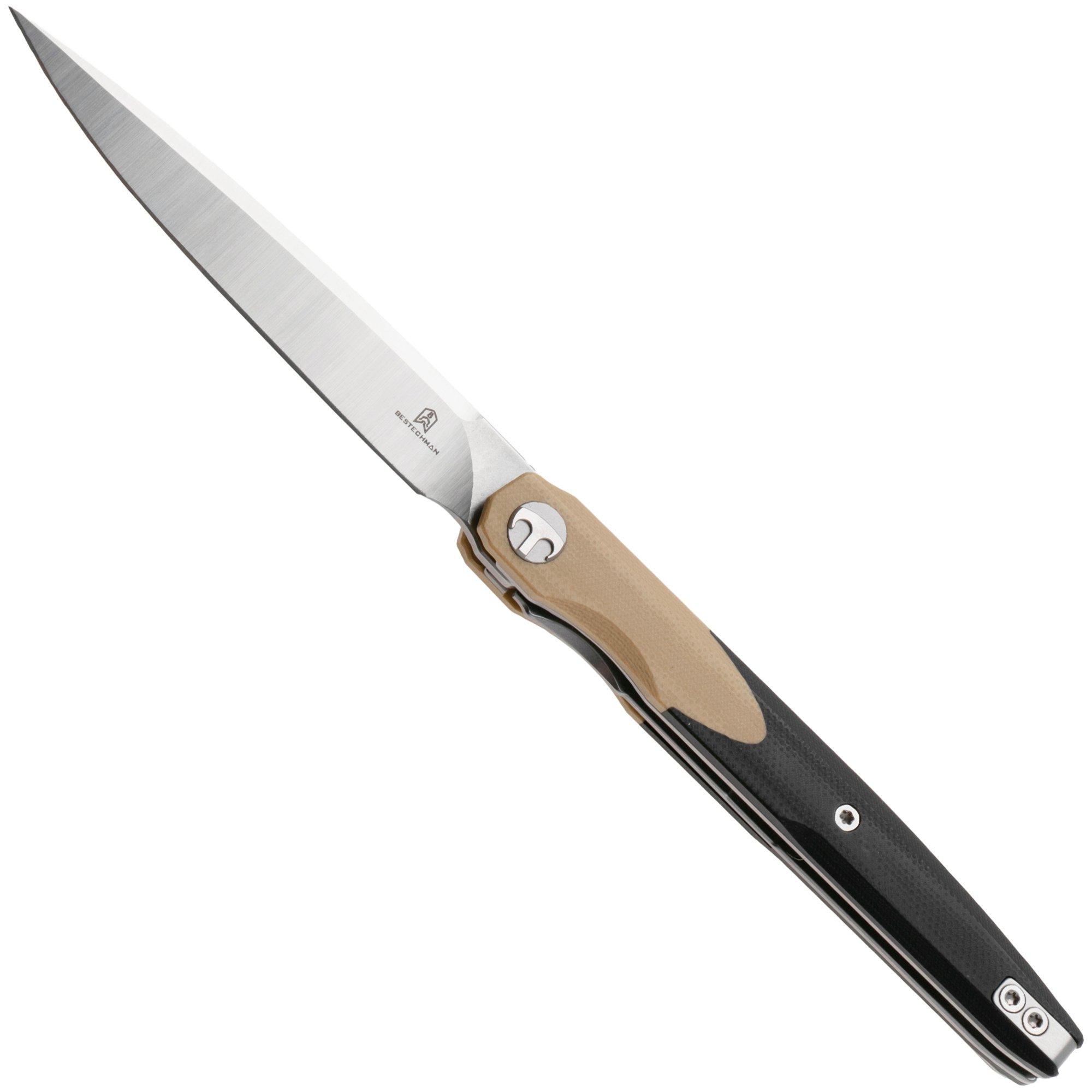 Bestechman Lanza BMK14B Satin 14C28N, Khaki Black G10, zakmes, Kombou design