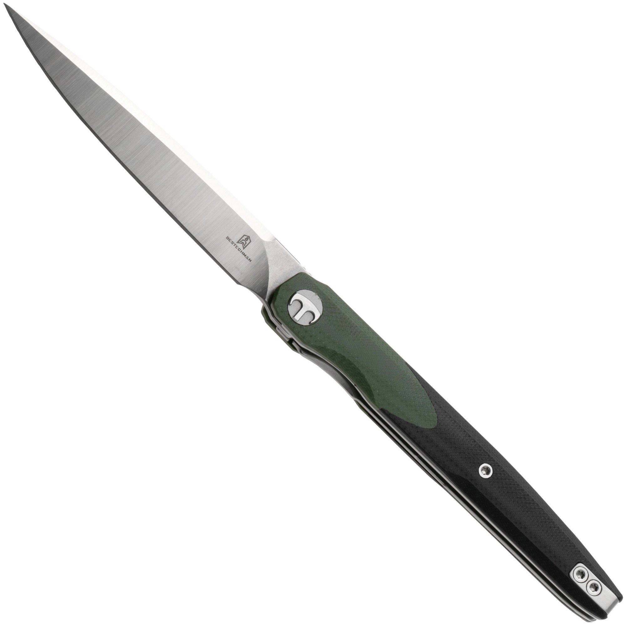 Bestechman Lanza BMK14C Satin 14C28N, OD Green Black G10, zakmes, Kombou design