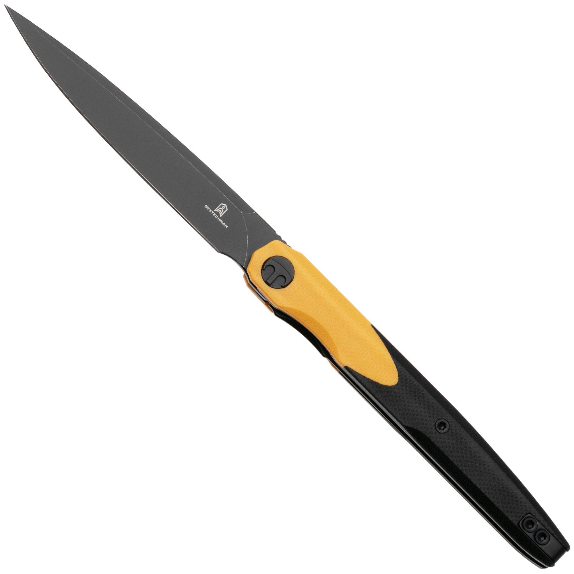Bestechman Lanza BMK14F PVD 14C28N, Yellow Black G10, zakmes, Kombou design