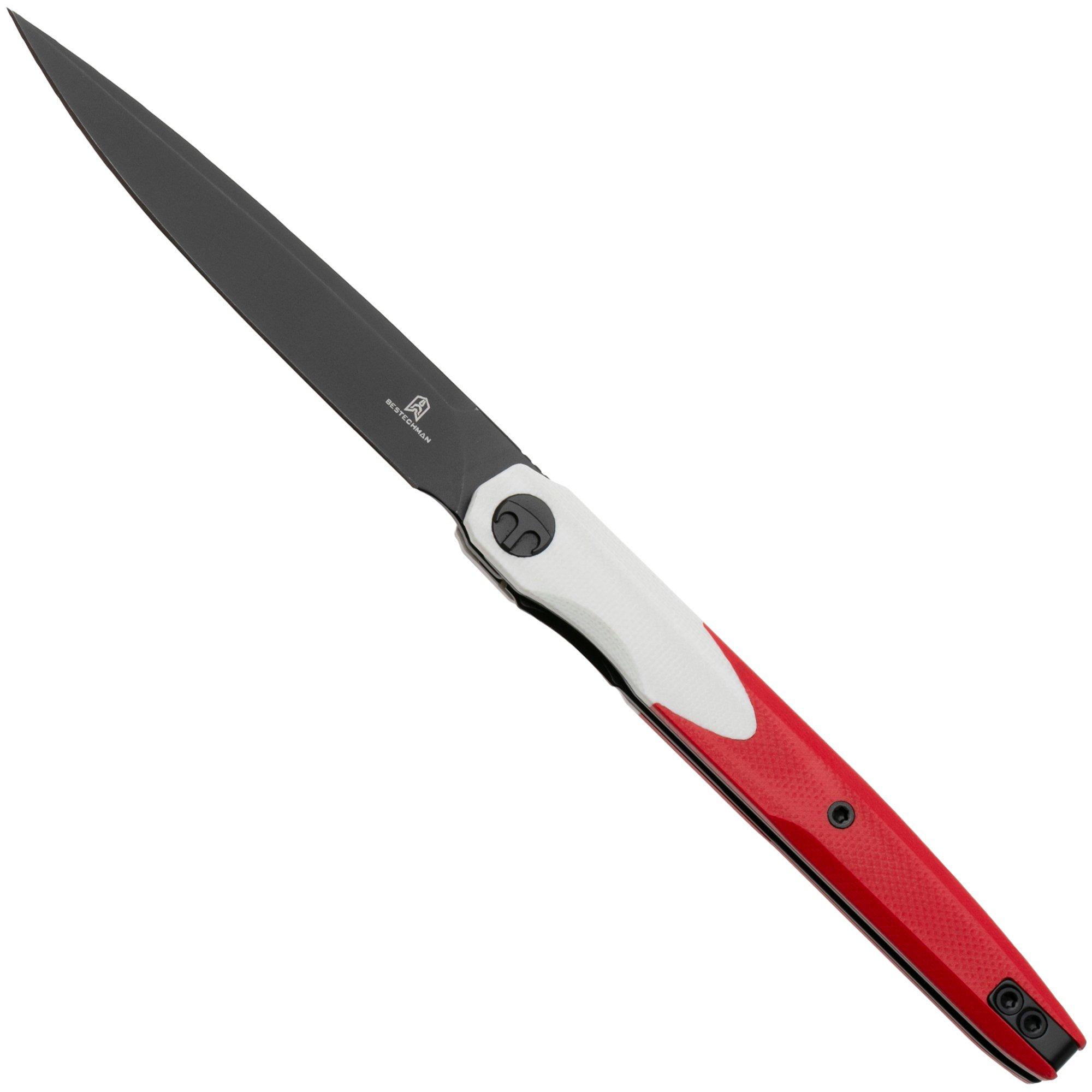 Bestechman Lanza BMK14G PVD 14C28N, White Red G10, zakmes, Kombou design
