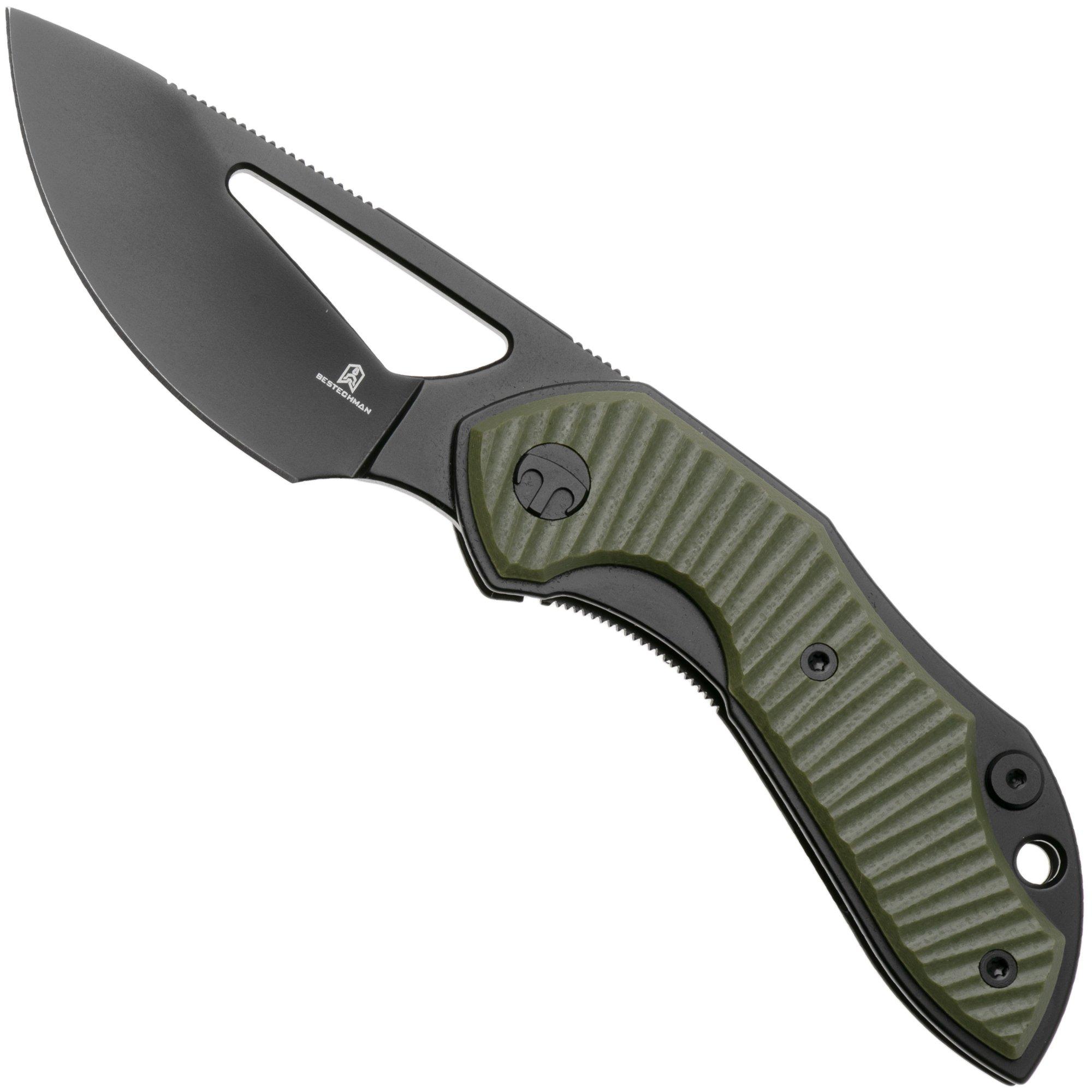 Bestechman Triassic BMK17D Black PVD 14C28N, OD Green G10, zakmes, Denis Simonutti design
