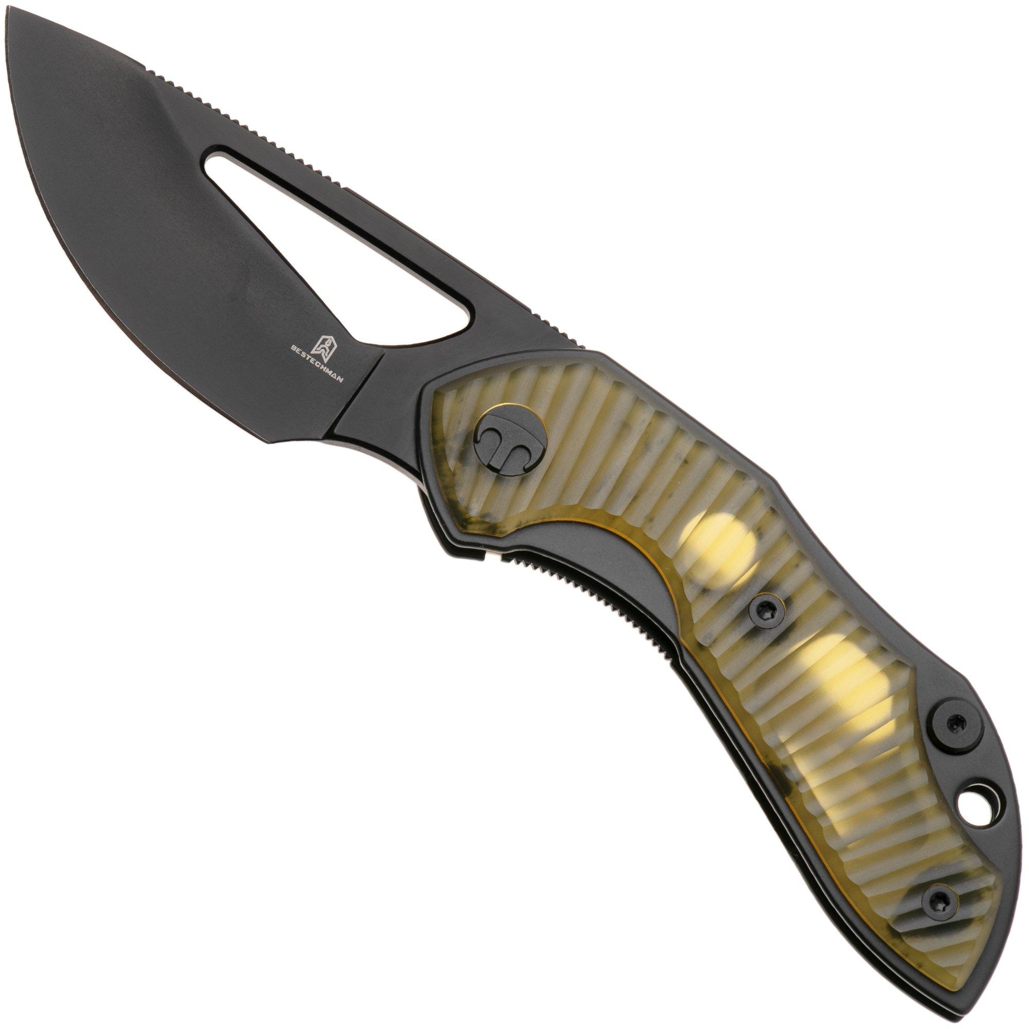 Bestechman Triassic BMK17F Black PVD 14C28N, Amber Ultem, zakmes, Denis Simonutti design