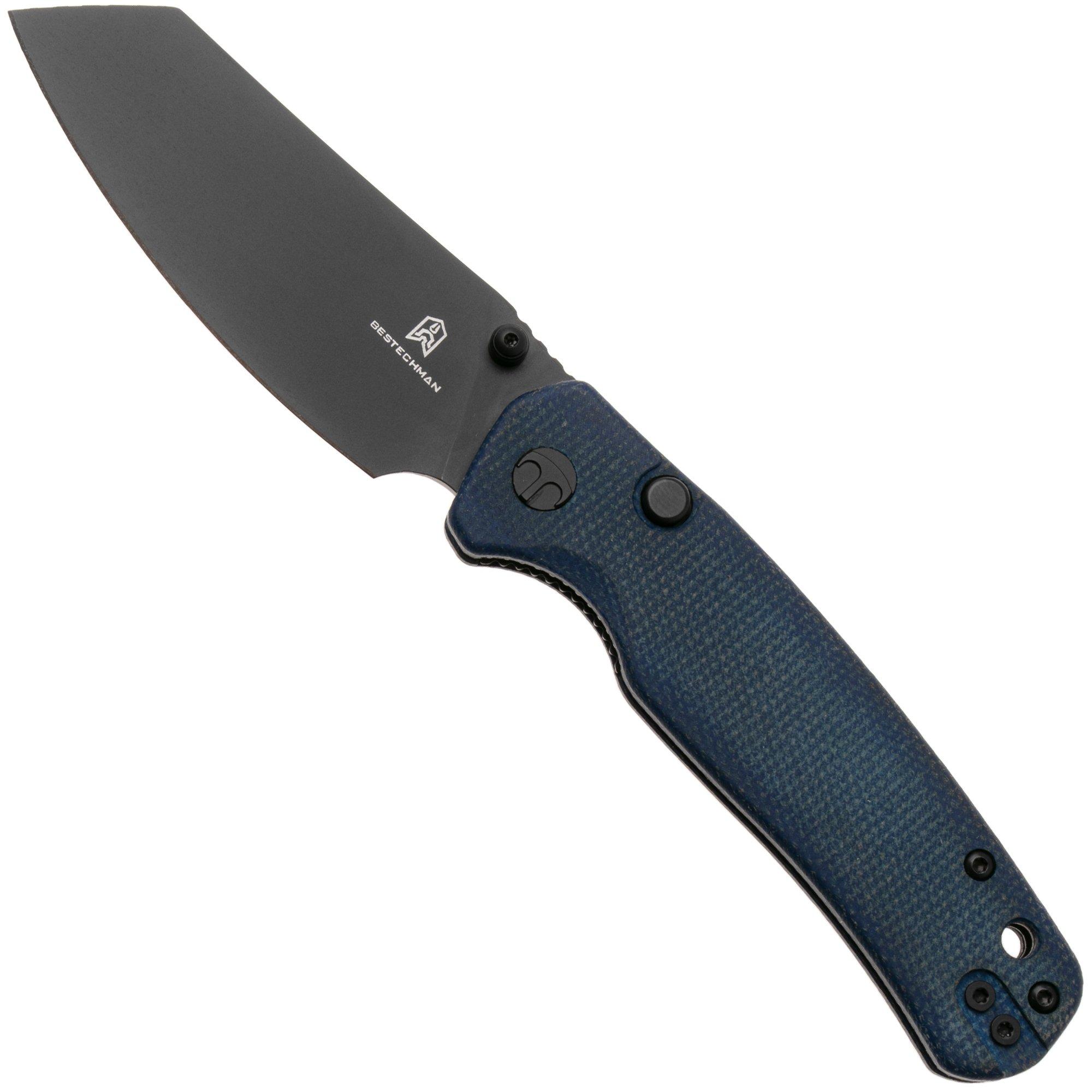 Bestechman Cicada's Wing-TL BMK24-M-4 Black PVD 10Cr15CoMoV, Blue Micarta, zakmes