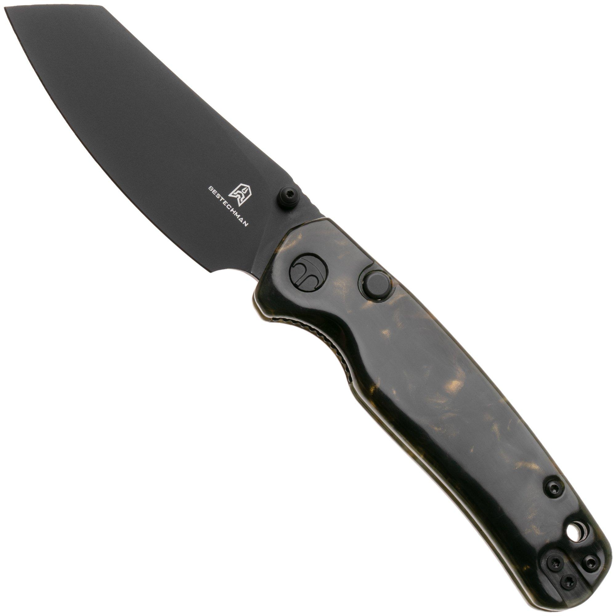 Bestechman Cicada's Wing-TL BMK24-R-4 Black PVD 10Cr15CoMoV, Brown Resin, zakmes