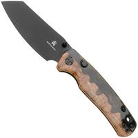 Afbeelding voor Bestechman Cicada's Wing-TL BMK24-W-2 Black PVD 10Cr15CoMoV, Wood and Black Gold Resin, zakmes