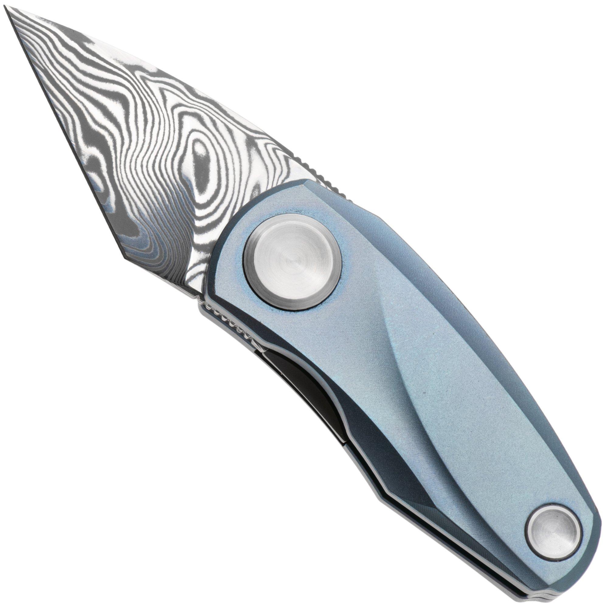 Bestech Tulip BT1913G Damasteel, Blue Titanium, zakmes, Ostap Hel design