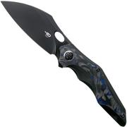 Bestech Nogard BT2105B Black Titanium, Blue Marble Carbon fibre pocket knife, Kombou design