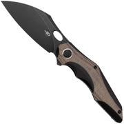 Bestech Nogard BT2105E Black Titanium, Brown Micarta pocket knife, Kombou design