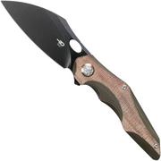 Bestech Nogard BT2105F Bronze Titanium, Brown Micarta pocket knife, Kombou design