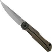 Bestech Thyra BT2106B Bronze Stonewashed Titanium, Bolster in Fibra di carbonio, Satin coltello da tasca, design di Kombou