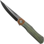 Bestech Thyra BT2106E Green Stonewashed Titanium, Bolster di rame, Two Tone Black coltello da tasca, design di Kombou